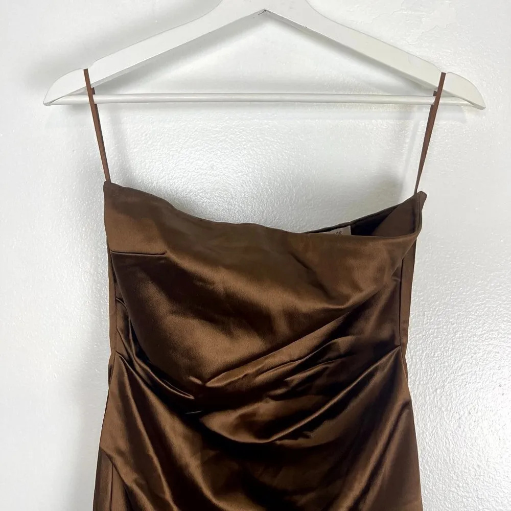 BEC & BRIDGE Heather Strapless Satin Minidress in Cognac Size US 6 - Image 5