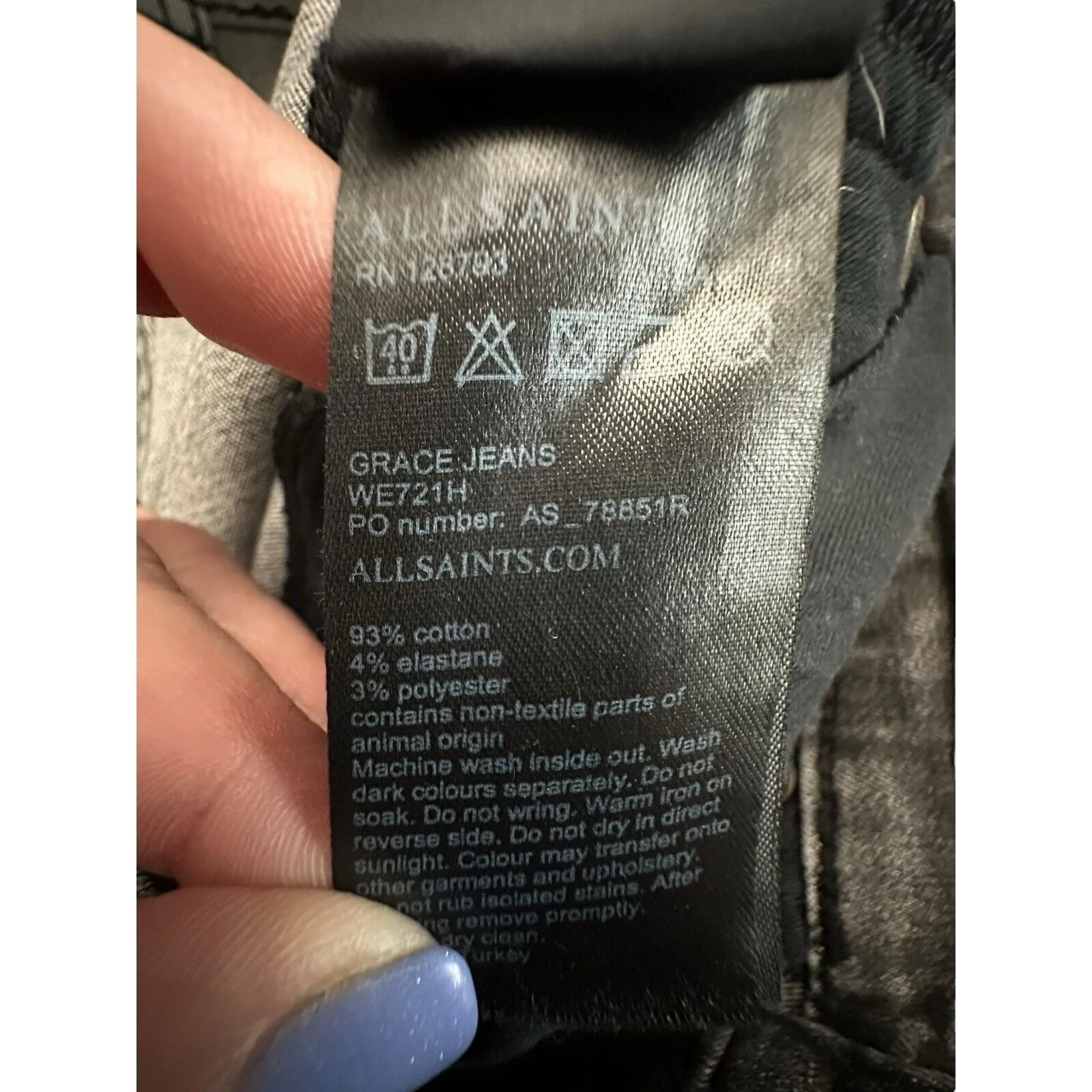 AllSaints Jeans‎ Women’s Size 27 Grace Skinny Stretch Black Wash Denim #N7 - Image 4