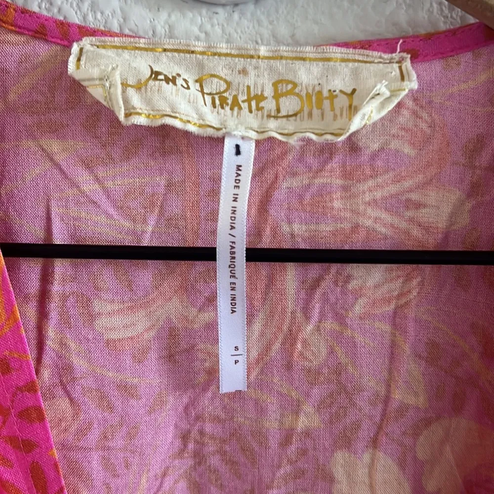 Jen's Pirate Booty Garden Party Row Maxi Wrap Dress Pink Orange Small - Image 6