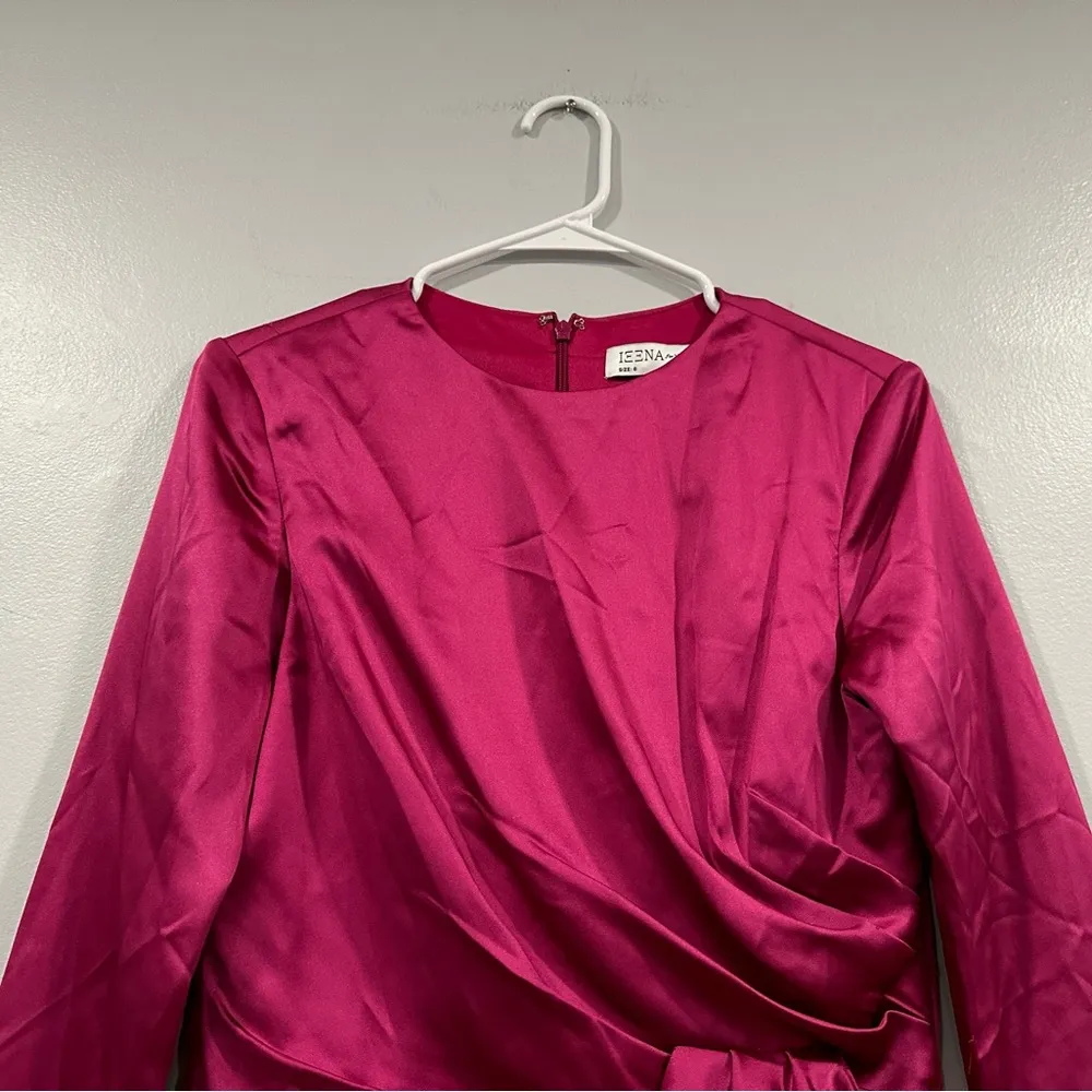 Ieena for Mac Duggal 26644 Asymmetrical Draped Long Sleeve Mini Dress Size 6 - Image 2