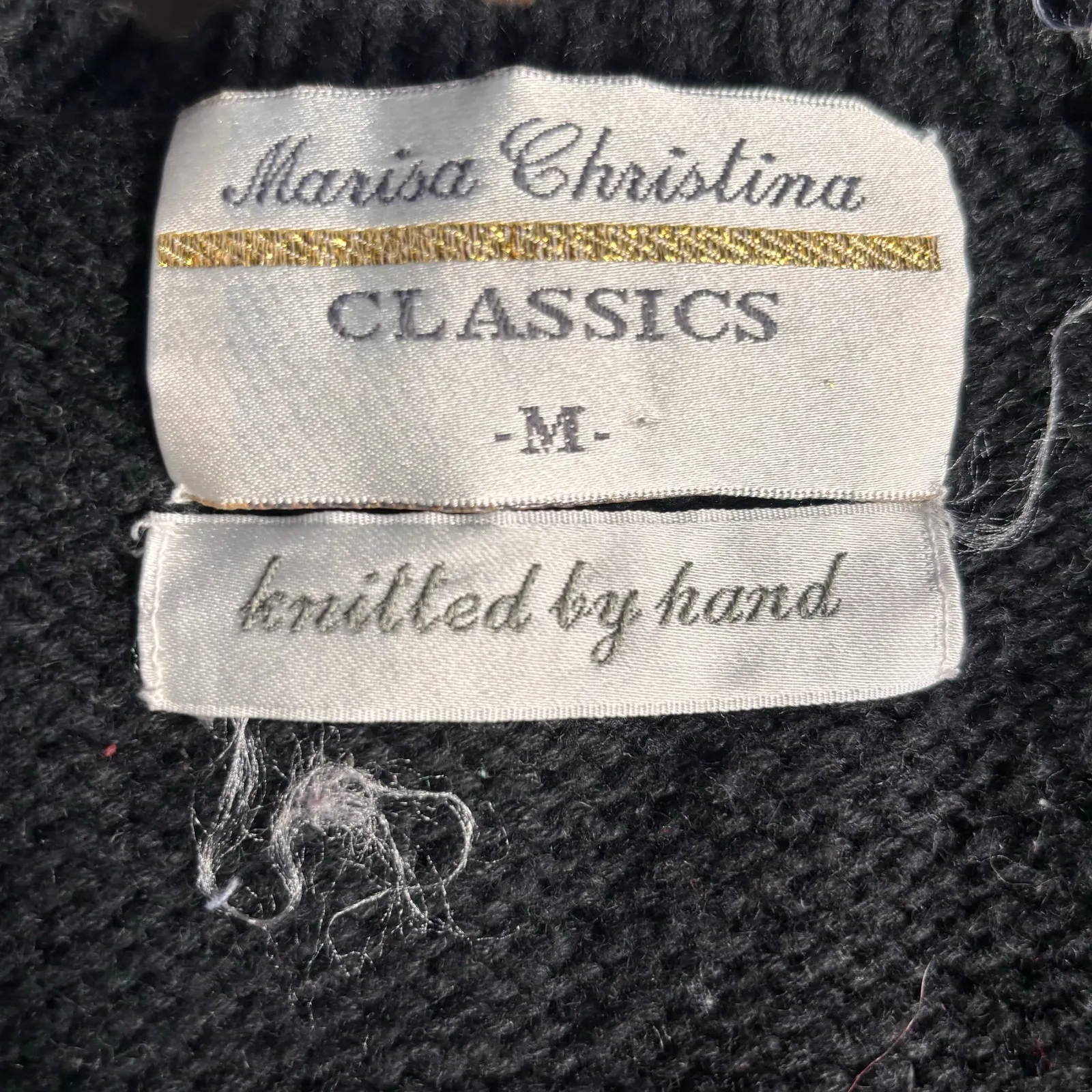 Vintage Marisa Christina Hand Knit Black Leaf Sweater Vest Black Autumn Cozy Size M - Image 8