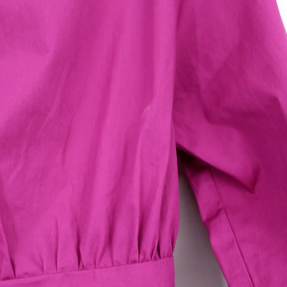 Anna Rae Long Sleeve Mini Shirt Dress Button Front Pockets Pink Size XS - Image 2