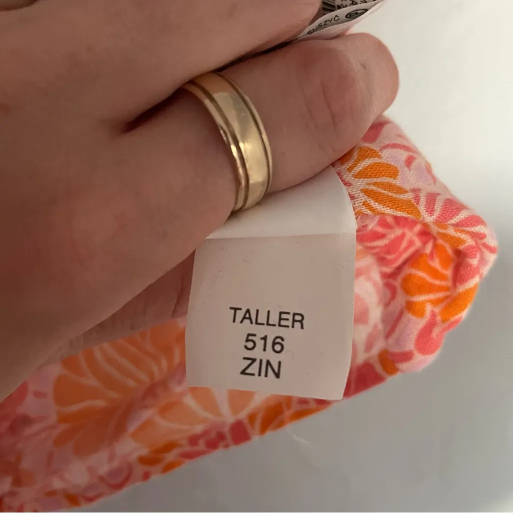 Zara Pink Orange White V neck Twist Linen and Cotton Resort Floral Crop Top - Image 5