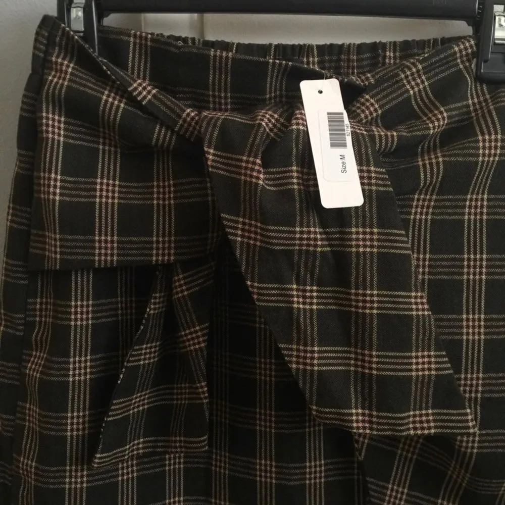 Plaid Tie Front Slit Skirt - Image 8