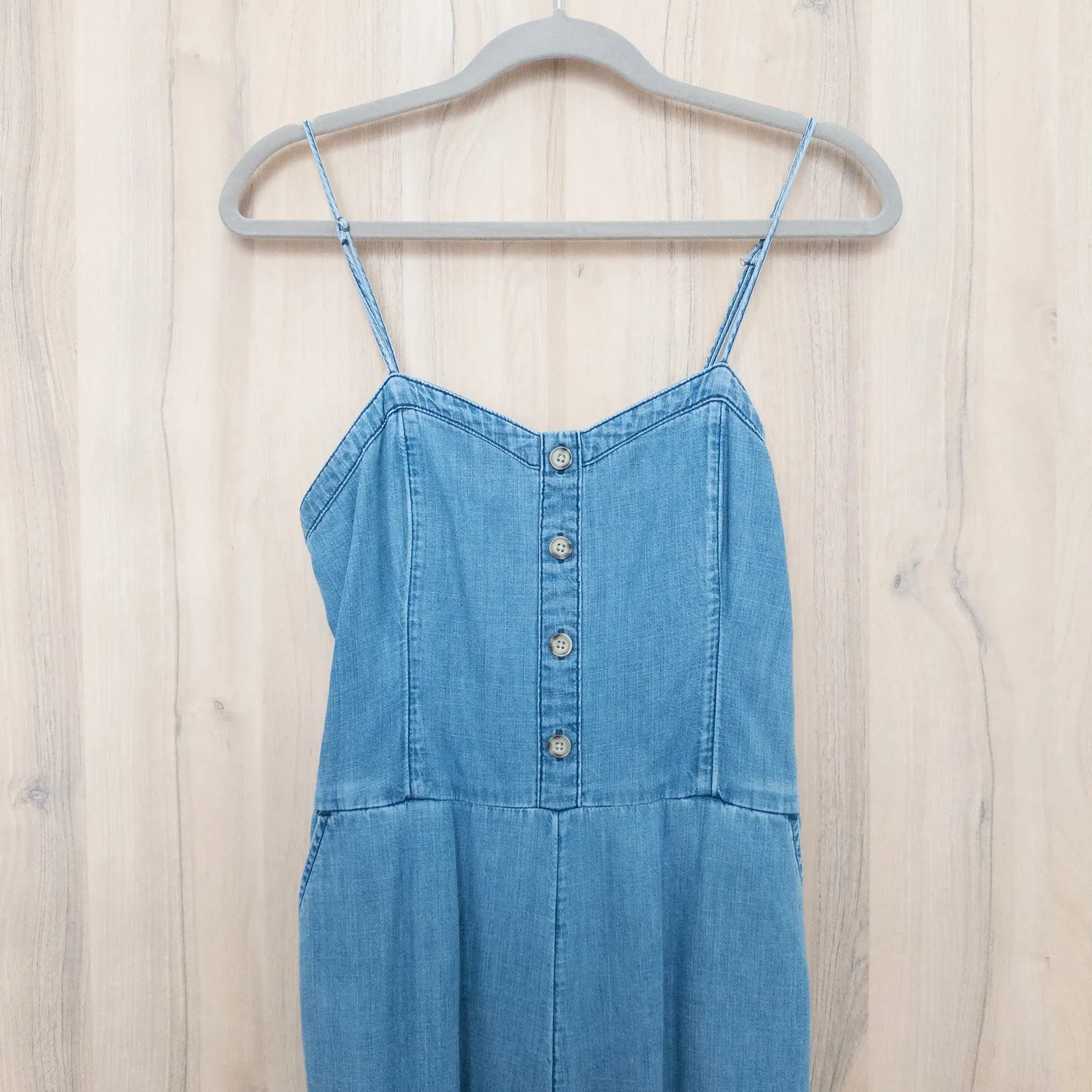 Abercrombie & Fitch Womens Denim Jumpsuit Size M Blue Wide Leg Casual Y2K Street - Image 2