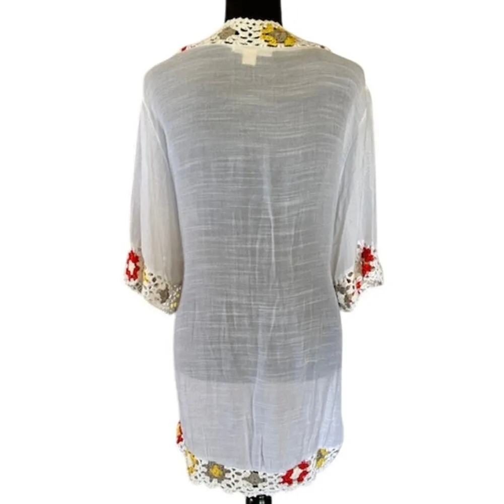 Handmade Beach by Exist White with Crochet Accents Womens Cover-Up – Size L/XL - Image 3