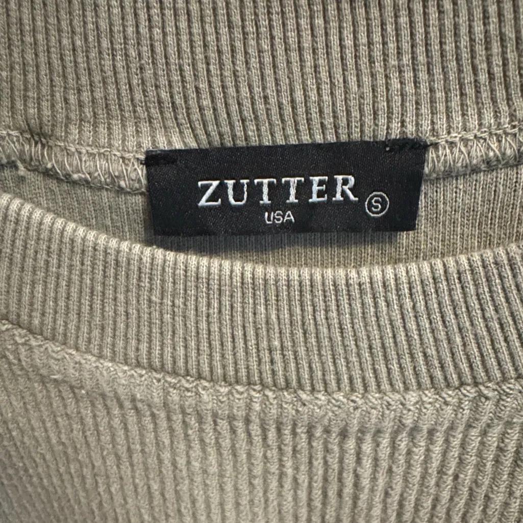 Zutter Free Free Bird Beige Ribbed Crewneck Sweatshirt Tan - Image 3