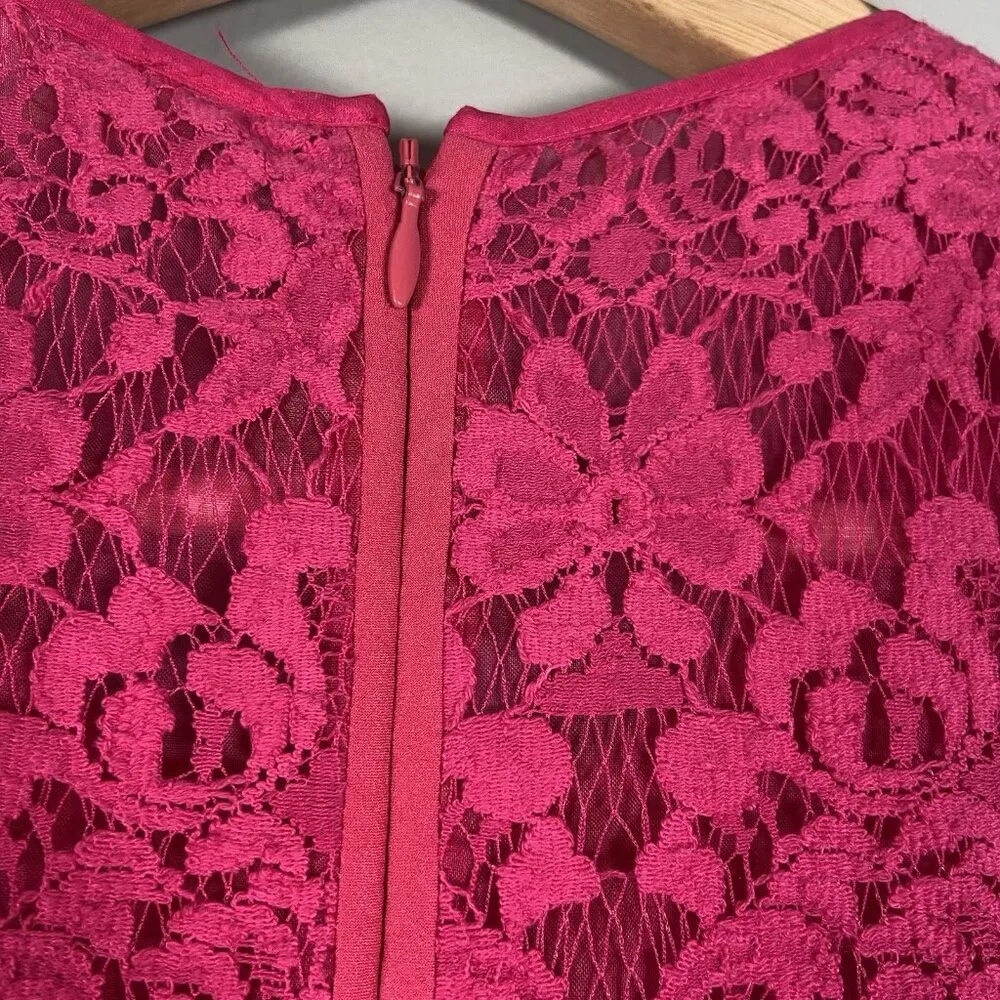 REBECCA‎ TAYLOR Hot pink Silk Lace Fit & Flare Party Dress ($695.00) Size 2 - Image 6