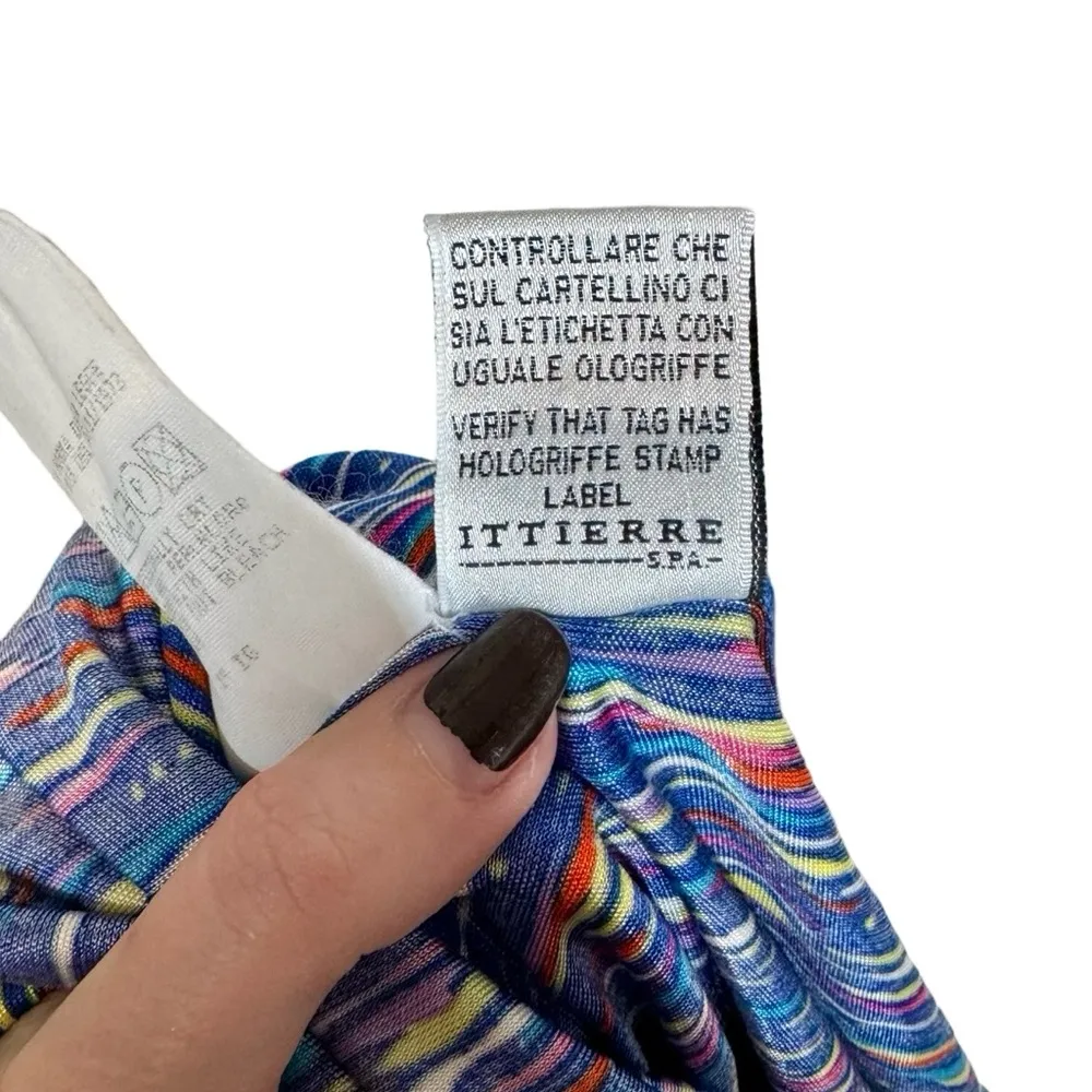 Versus by Gianni Versace Vintage Asymmetrical 90s Pop Art Mini Dress IT38/US2 Blue Size XS - Image 7