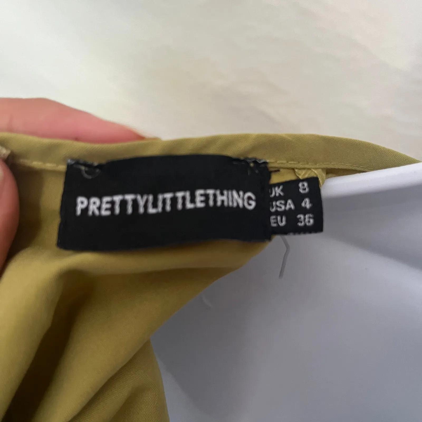 PrettyLittleThing Y2K Cut Out Bodycon Dress Sz 4 Clubwear Ruched Party Olive Green - Image 10