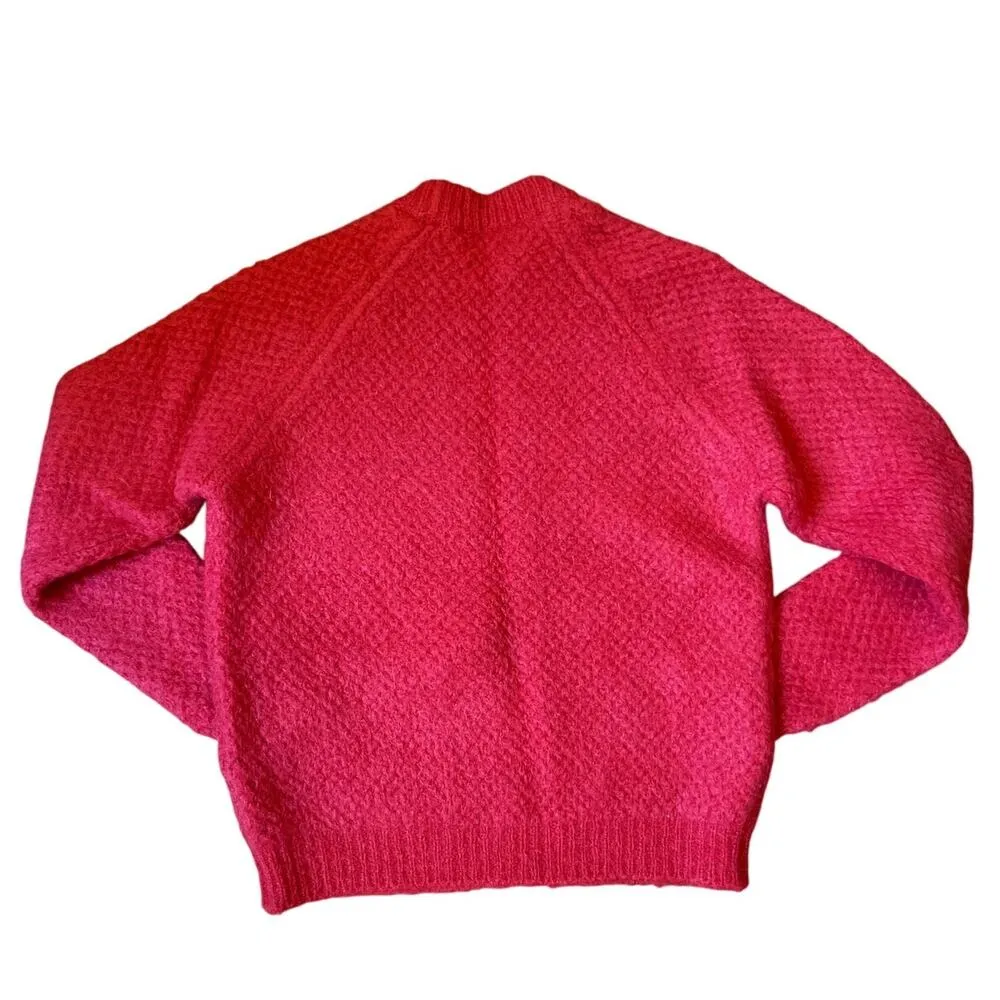 Sandro Pullover Mohair Blend Oversized Relaxed Jumper Knit Sweater Red 1 Small - Image 2