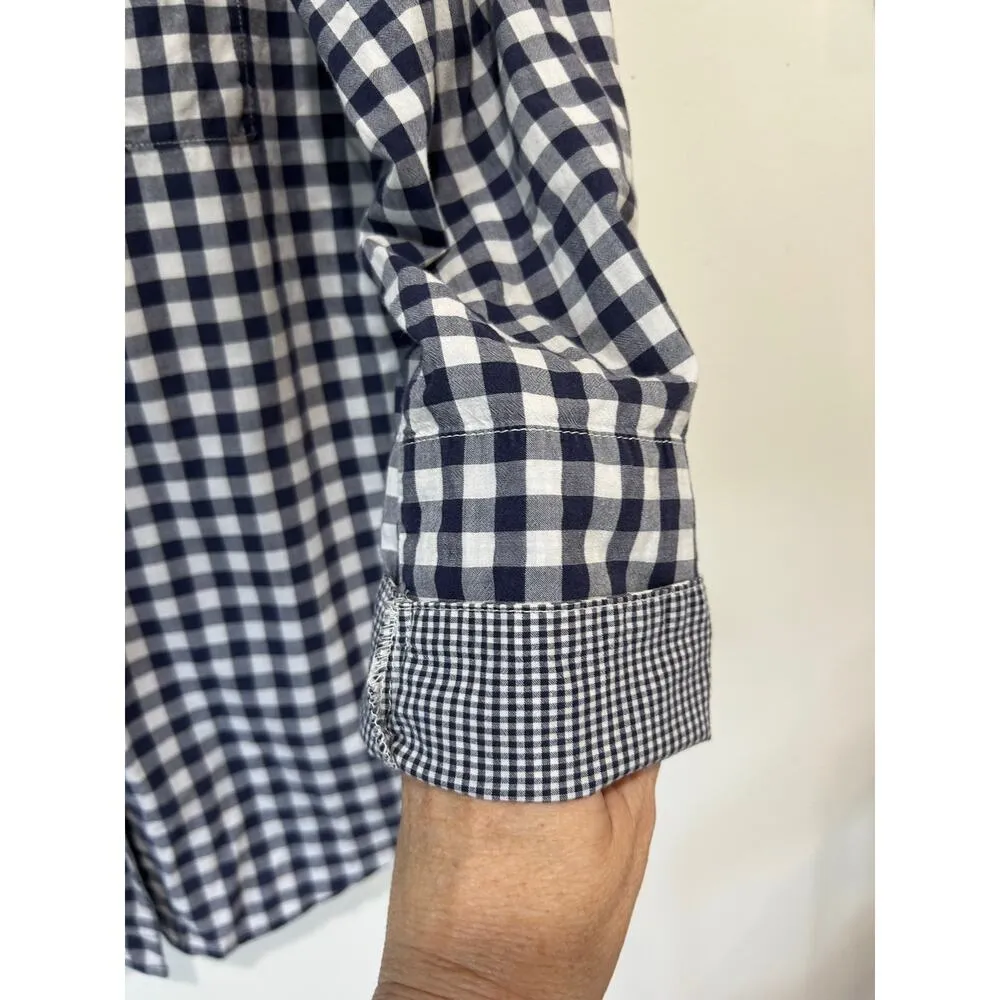 GAP button down blouse size S 100% cotton blue buffalo plaid lightweight - Image 3