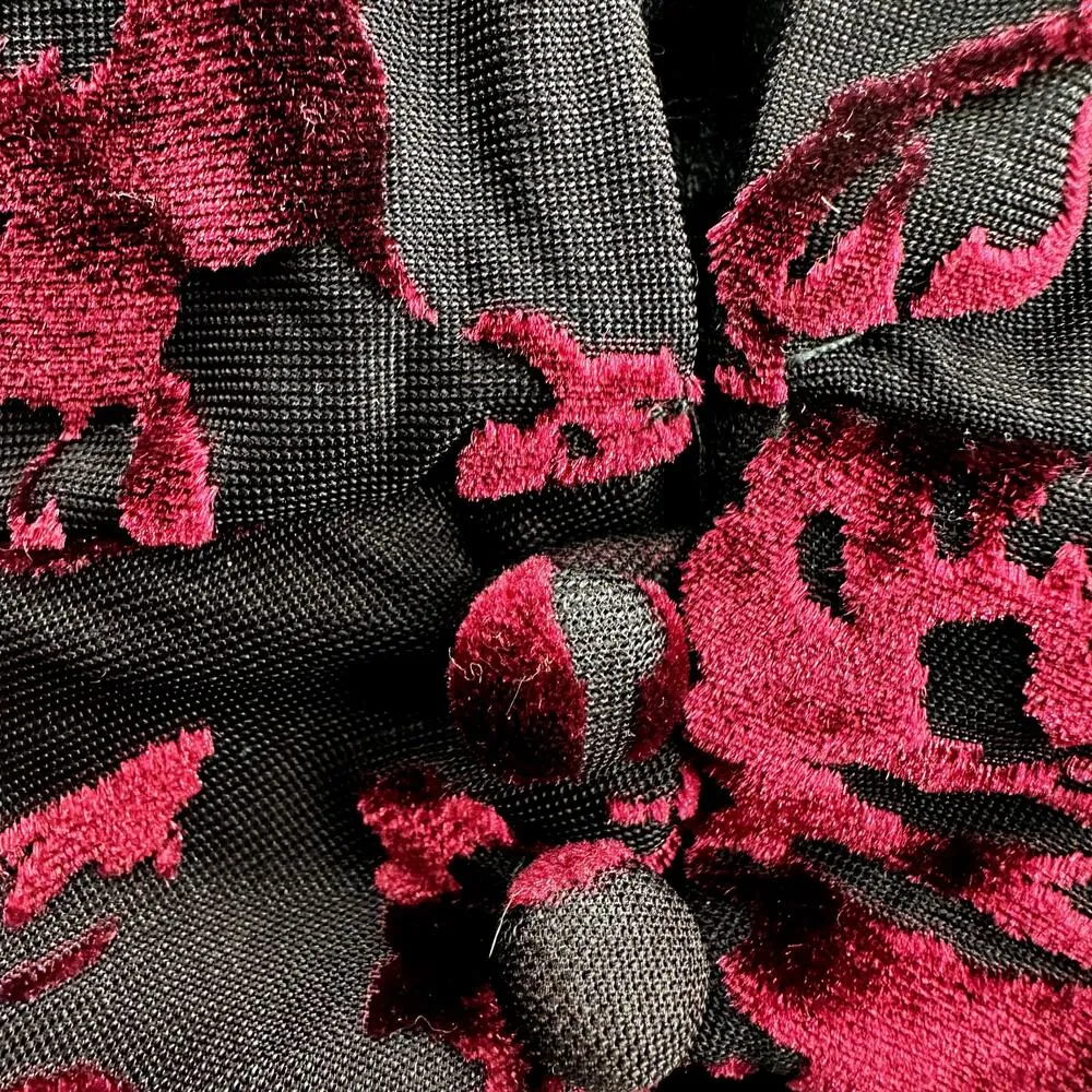 Modcloth Very Visionary Velvet Roses Floral Burnout Dress Mock Ruffle Sleeve S - Image 3