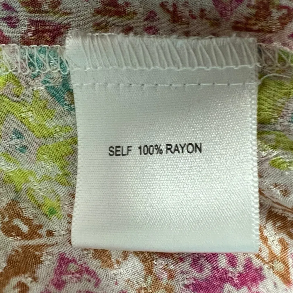 Jane & Delancey Floral Bohemian Hippie 70s Retro Tasseled Flowy Womens Top Small - Image 9