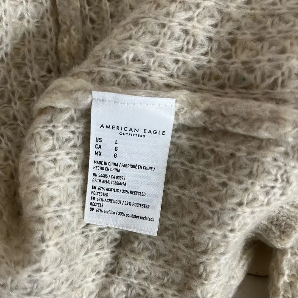 AMERICAN EAGLE Cardigan Open Front Duster Longline Beige Womens Size Large - Image 7