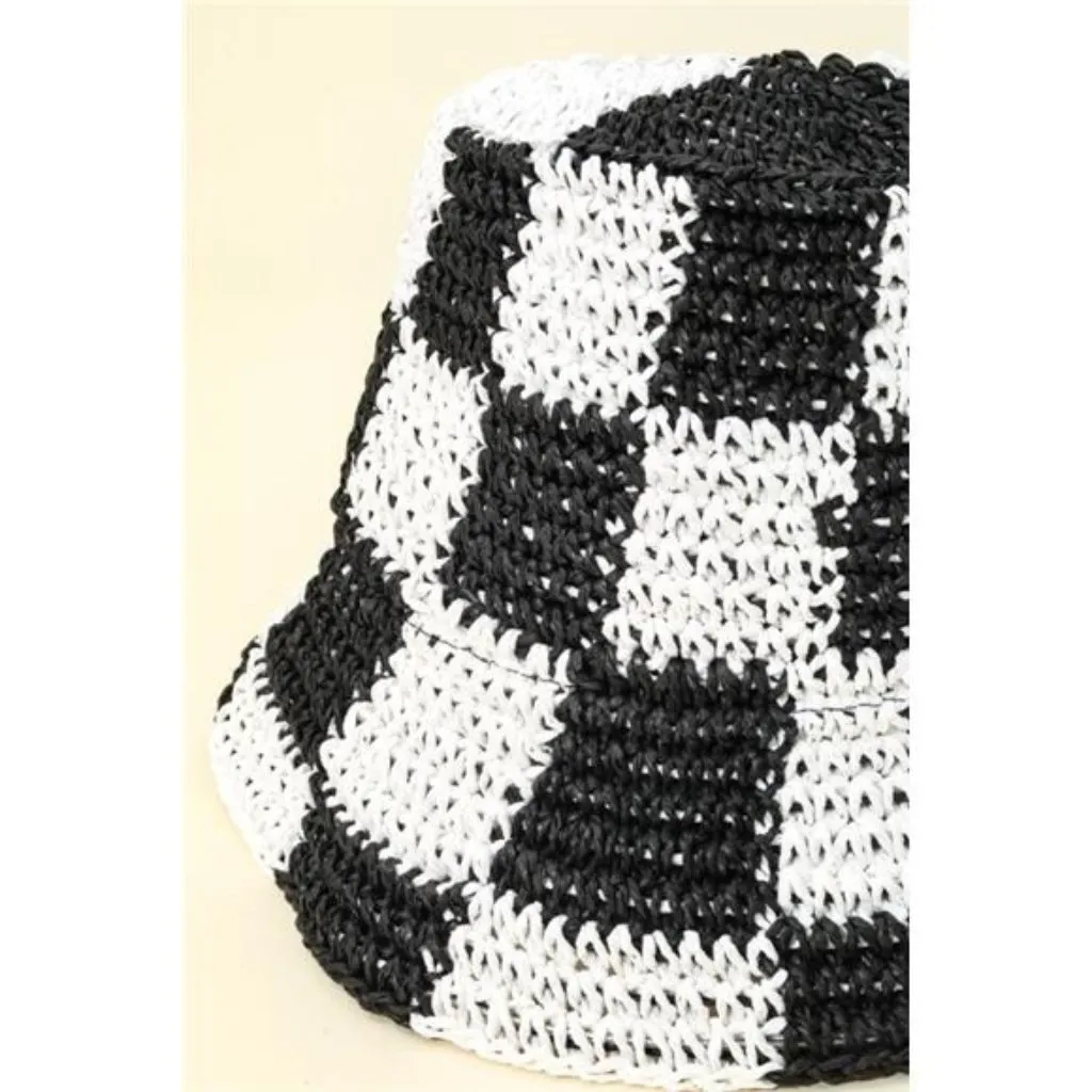 Fame Checkered Pattern‎ Knit Bucket Hat - Image 4