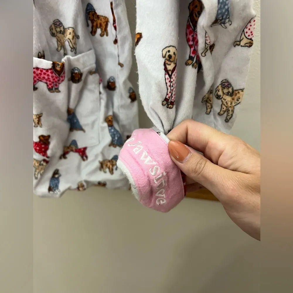 Karen Neuburger Live Love Lounge Dog Flannel Pajama Top Size Medium Pink - Image 2