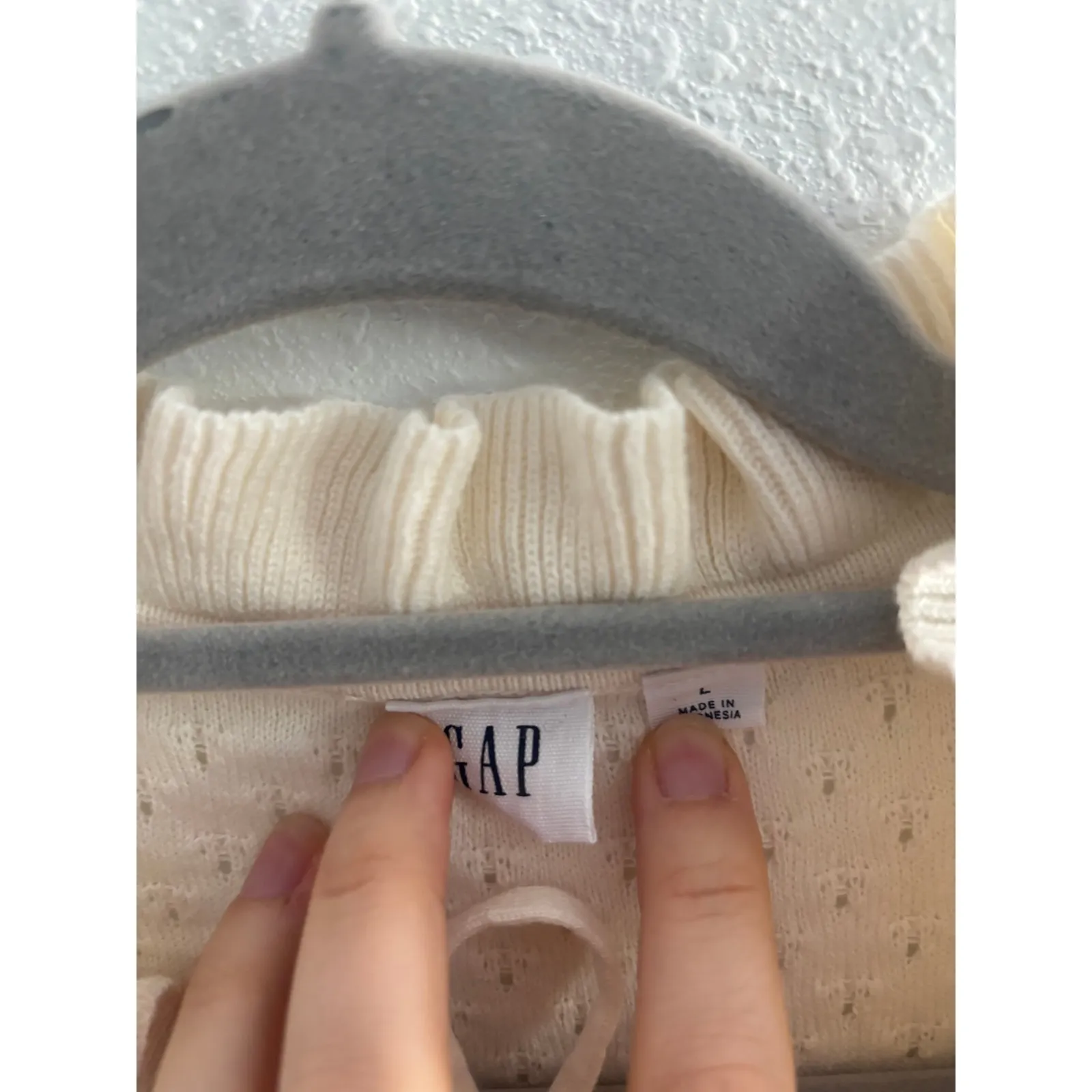 Gap Sweater Womens Large Cream Ruffle Collar Cotton Preppy Coquette Cottagecore - Image 4