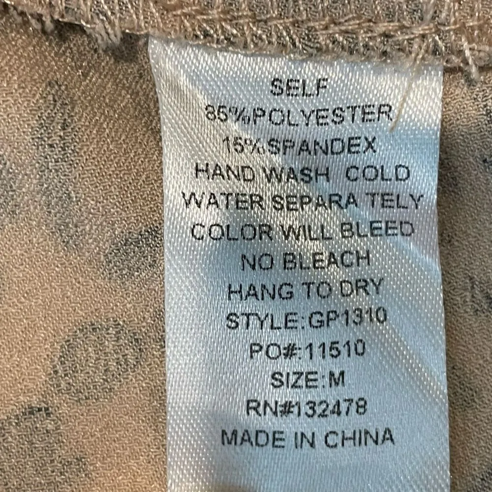 Glam‎ Leopard Print Tie Front Skort With Side Zipper Tan Black Size Medium - Image 9