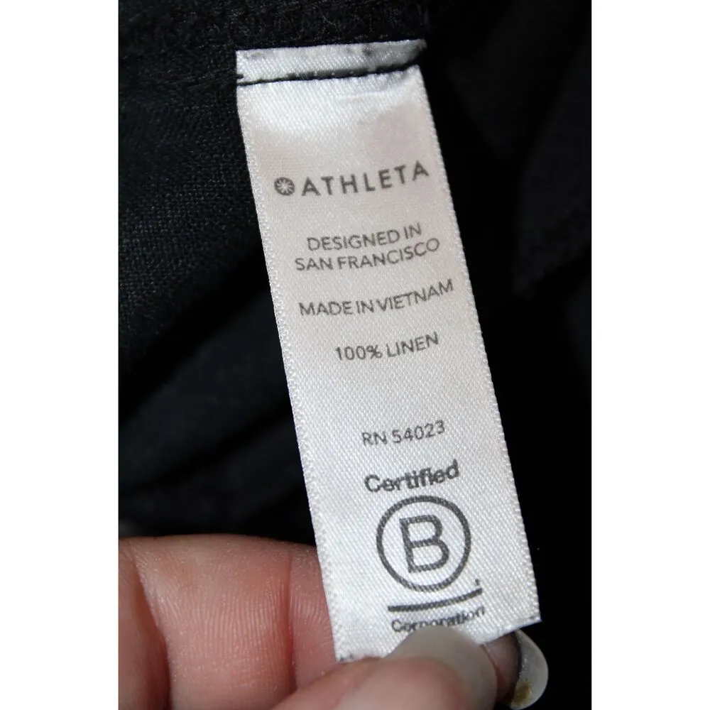 Womens Athleta Cabo Linen Wide Leg Pants 447244-03 Black Drawstring Pants Size 0 - Image 5