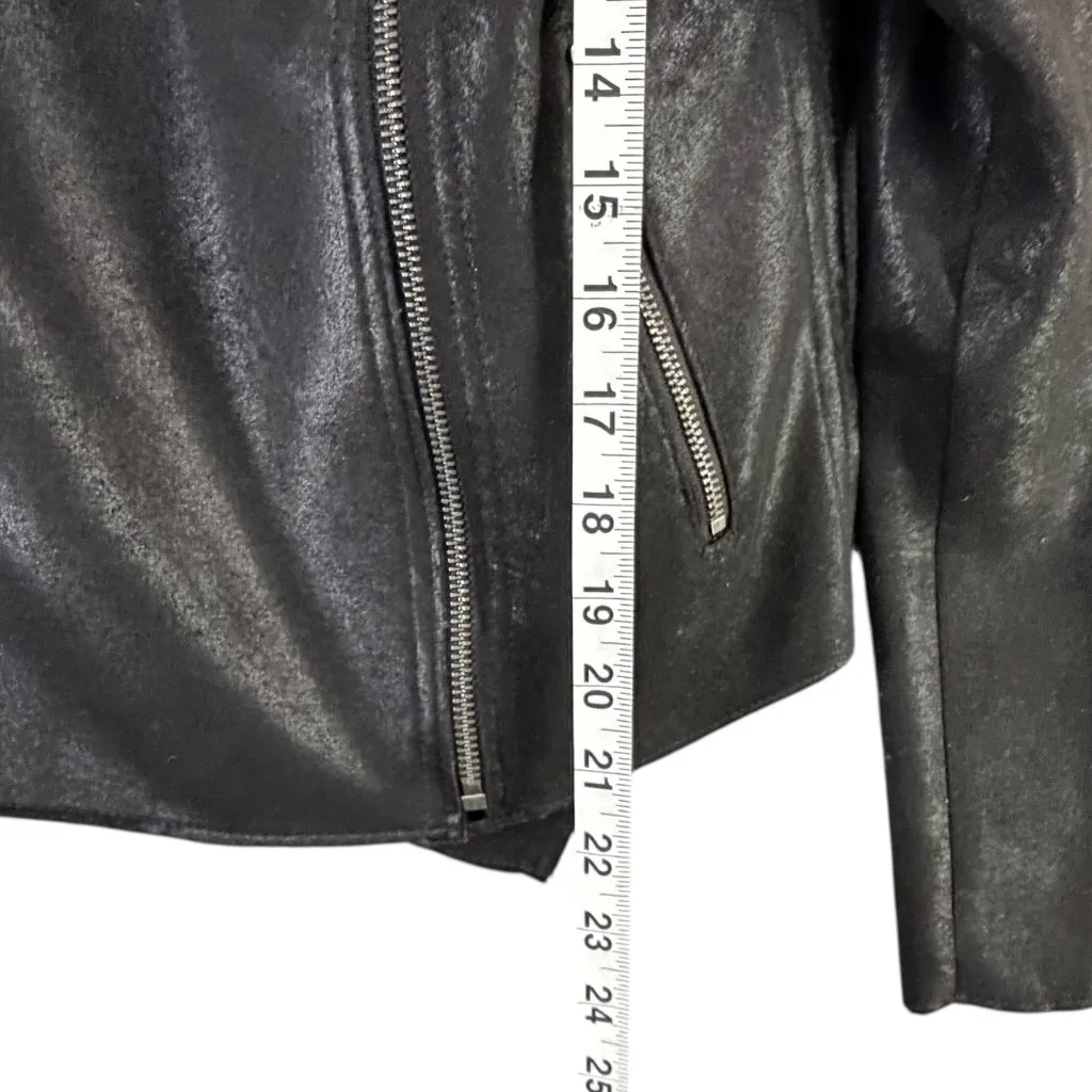 Evereve Marren Moto Jacket Womens Small Black Faux Leather Biker Minimalist Chic - Image 10