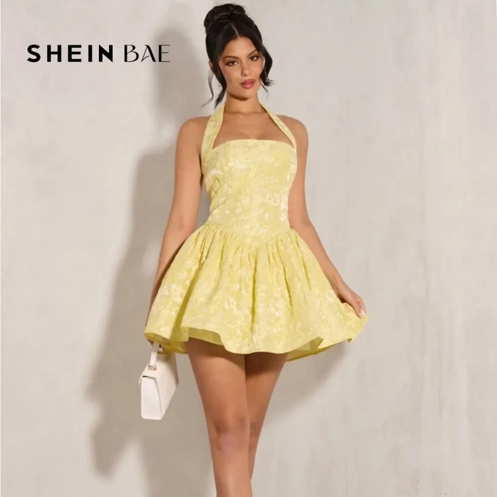 SHEIN Yellow Halter Dress - Image 3