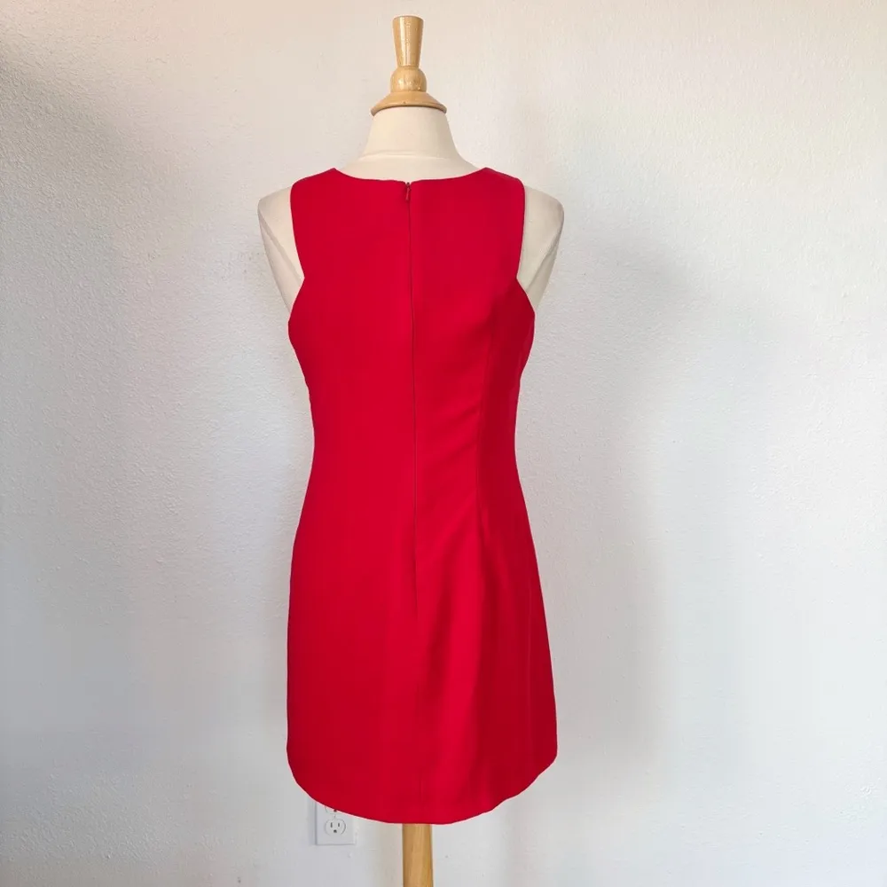 Vintage 90s  Solid Red Mini Sleeveless Sheath Dress - Image 3
