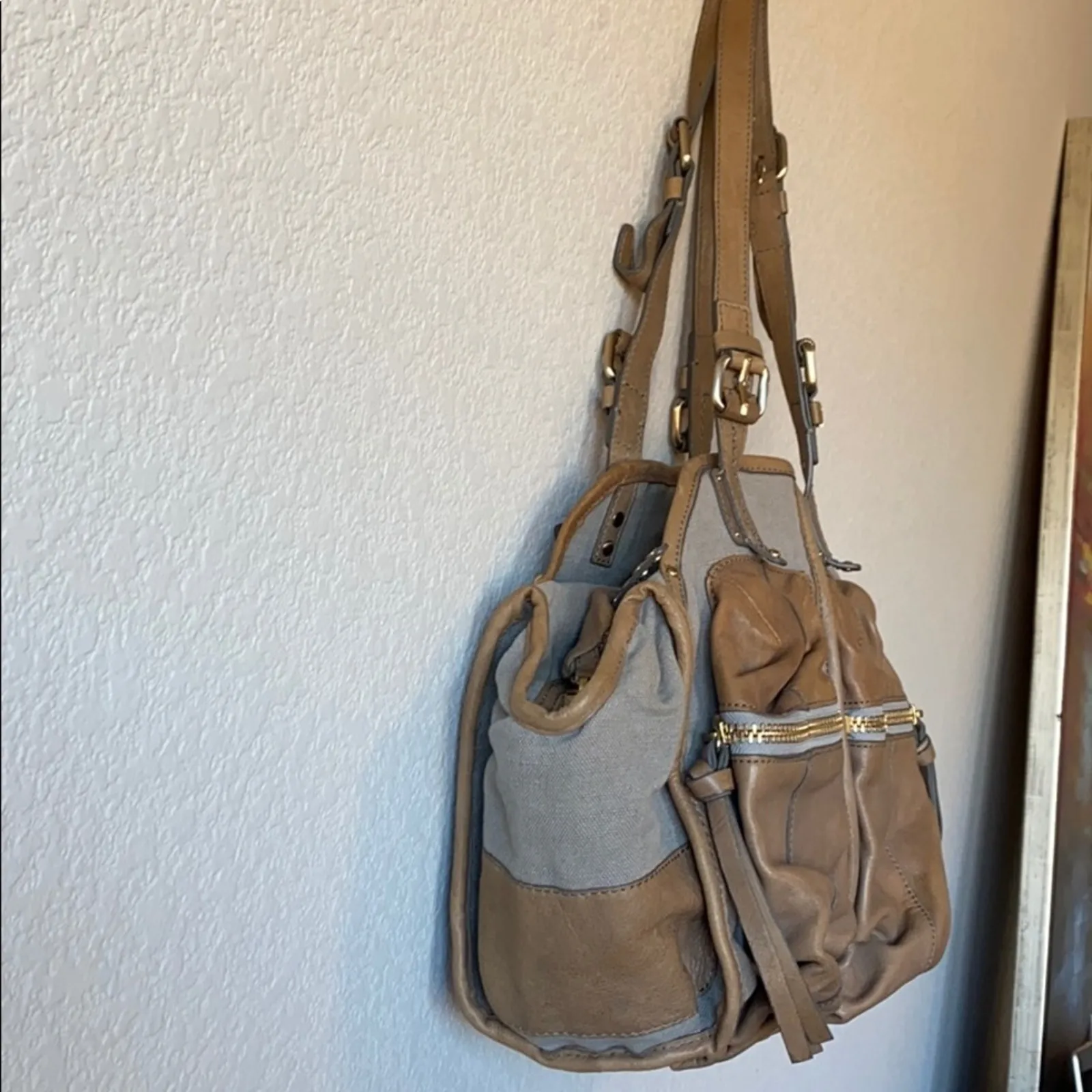 Schuler & Sons Philadelphia Anthropologie leather shoulder bag Y2K neutral - Image 8