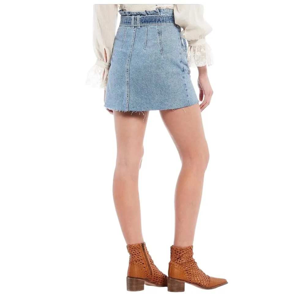 Free People East of Eden Denim Mini Skirt – Size 24 - Image 2