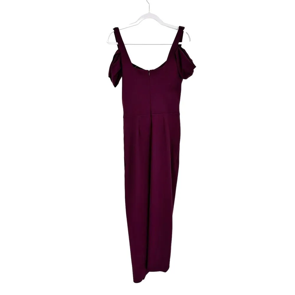 Chiara Boni Skylar Midi Zip Purple Gown Cold Shoulder Size 2 NEW - Image 4