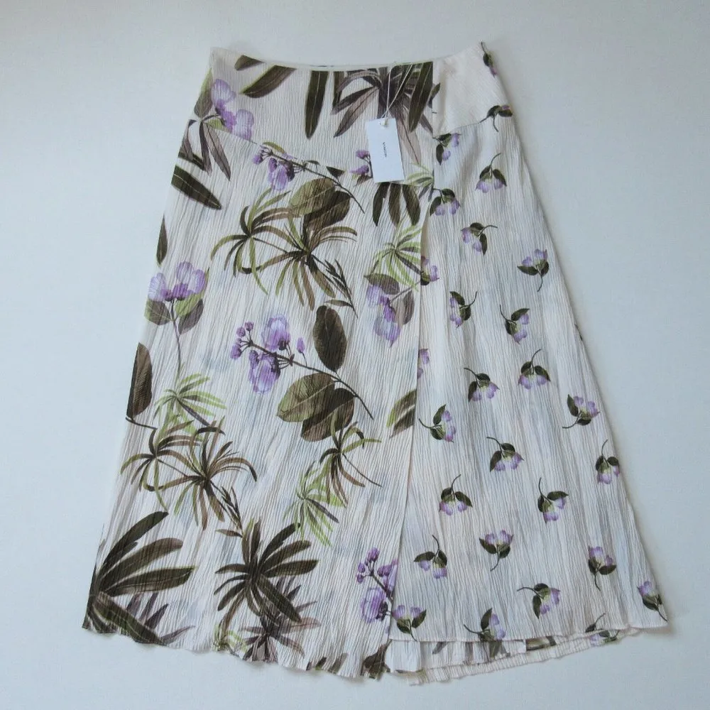 NWT Vince Mixed Tropical Garden Midi in Pale Alder Floral Crinkle Skirt 8 $295 - Image 7
