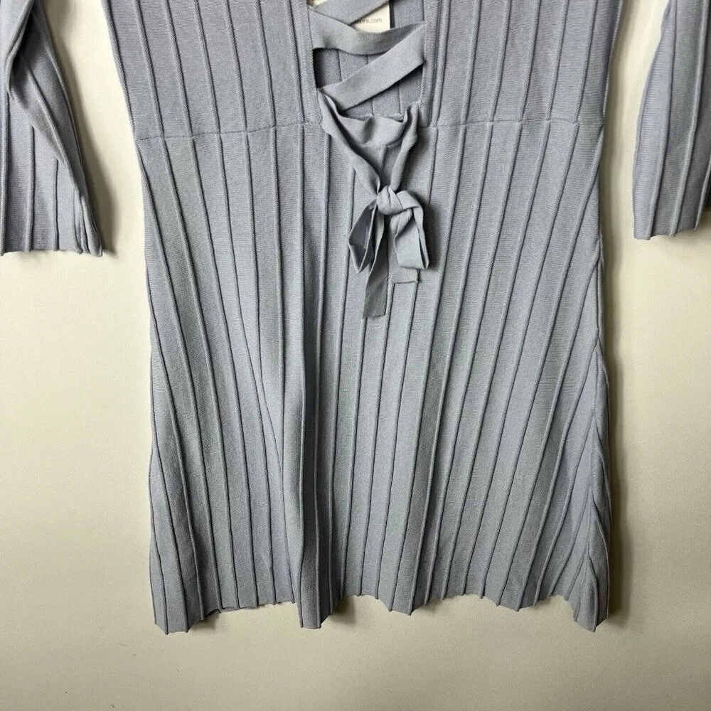 For Love & Lemons Knitz Purple Simone Dress Open Lace up‎ Back Mini Dress - Image 14