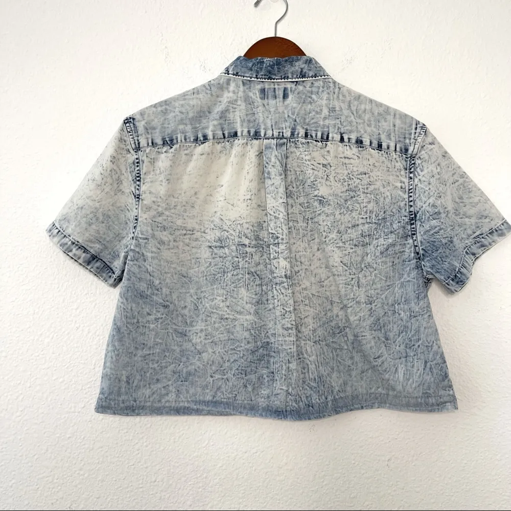 Y2K acid wash crop boxy shirt top size L - Image 7