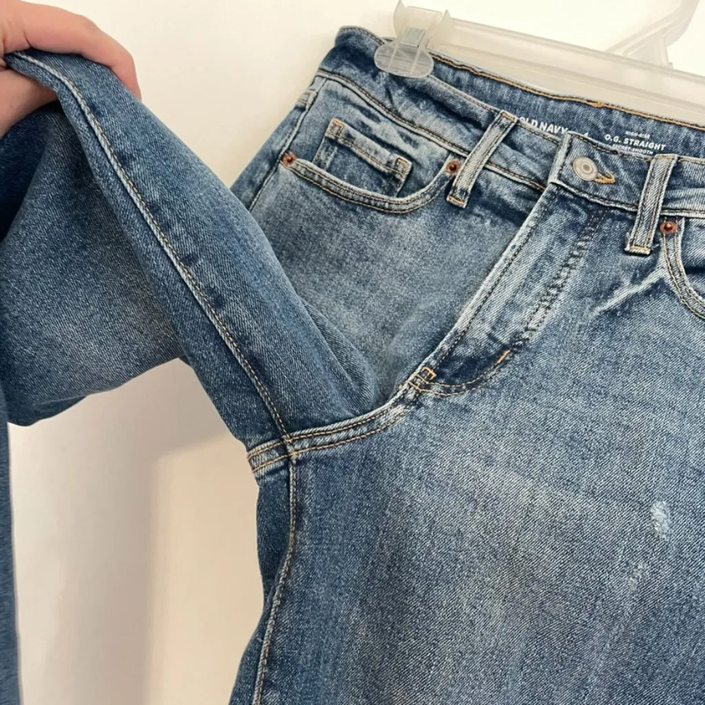 NEW NWT OLD NAVY High Waisted OG Straight Ripped Ankle Jeans Medium Cropped Crop - Image 11