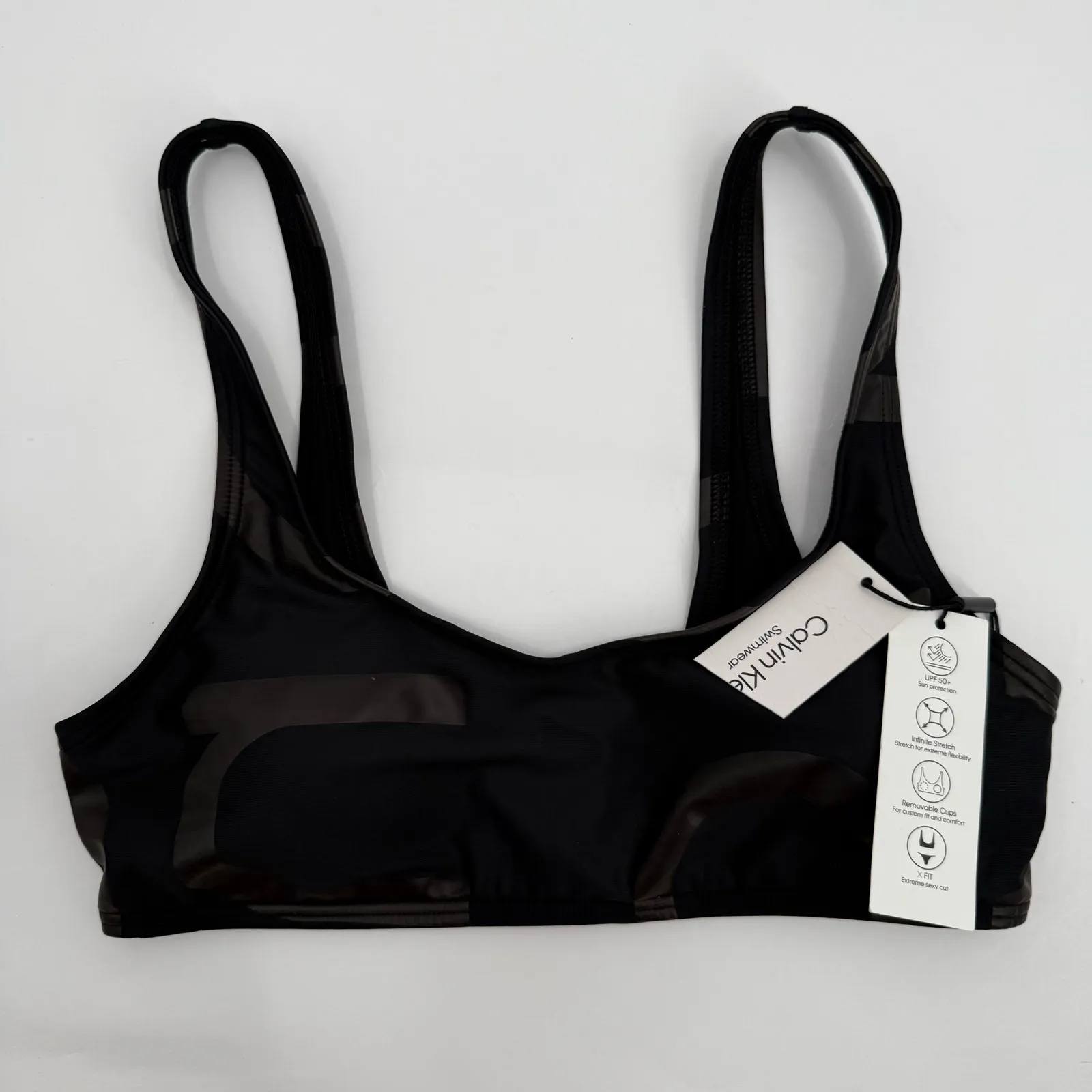 Calvin Klein Bikini Top SZ Medium NWT Sporty Logo Black Athleisure Swim Athletic - Image 14