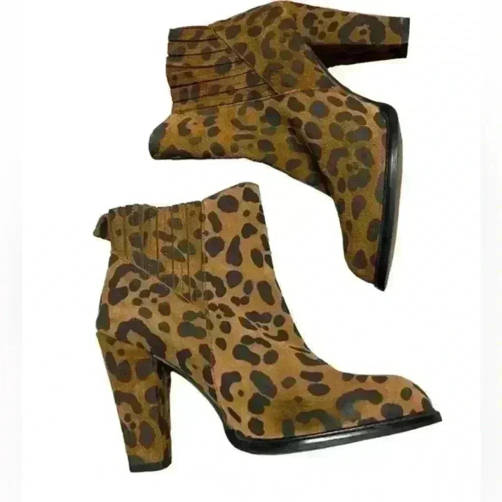 - Zara basic cheetah print‎ boots ankle length heeled   Sz 38(7.5) - Image 2