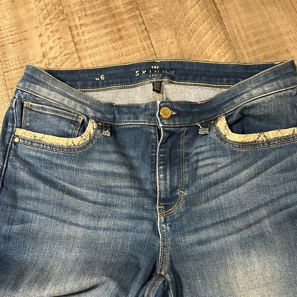 Chico’s ankle jeans with snake skin accents and zipper closures at the ankles. - Image 3