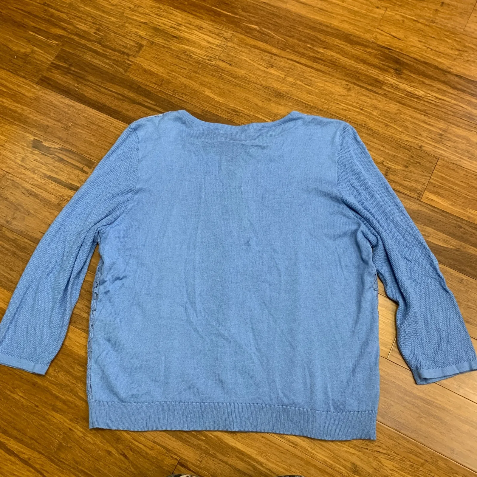 August Silk Blue Bell Floral Lace Knit Cardigan Womens Size Large Petite Sweater - Image 4