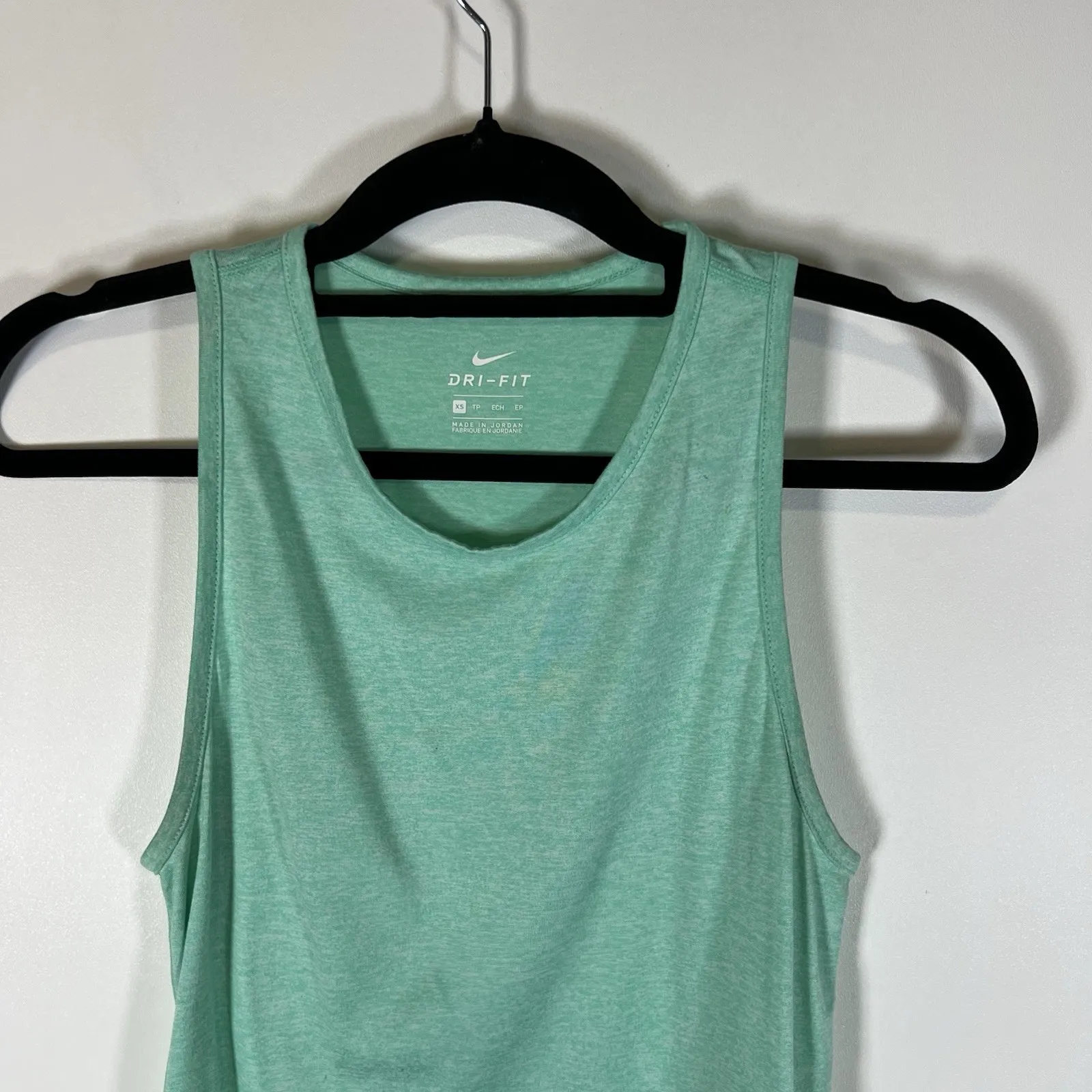 nike women dri fit tank top sleeveless shirt XS workout athletic Green Yoga‎ - Image 2