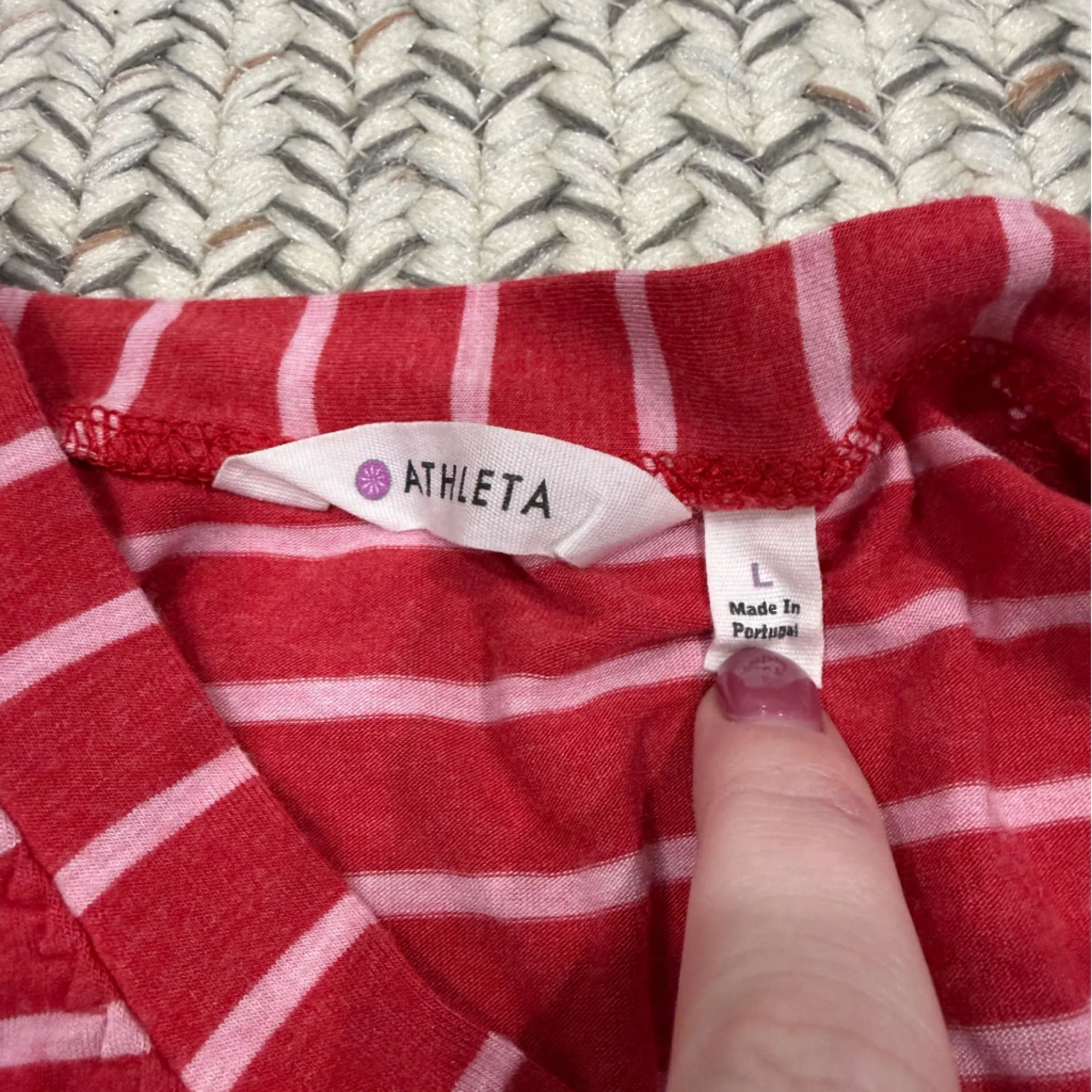 Athleta  Red and White Dusty Shark Bite Striped Maxi Dress - Image 5