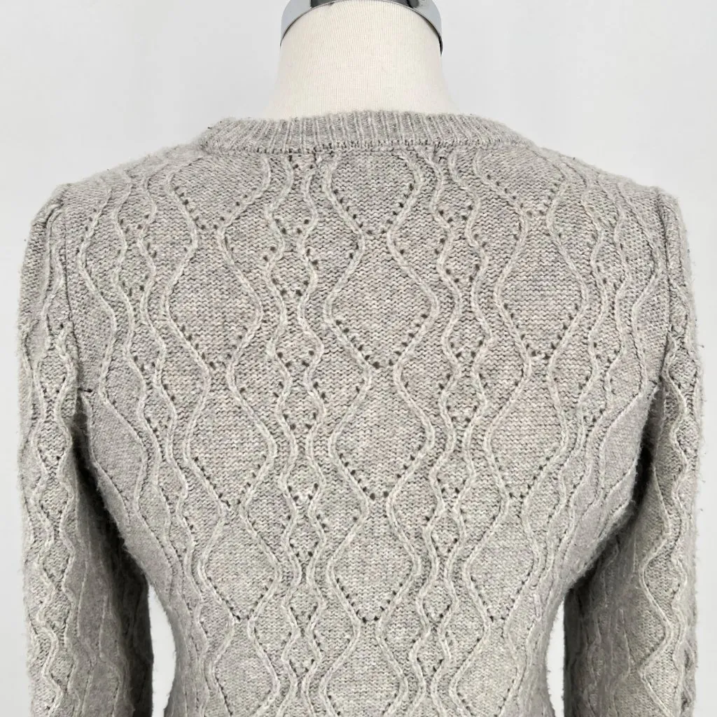 Tahari Textured Knit Puff Sleeve Sweater Gray Size Medium - Image 8