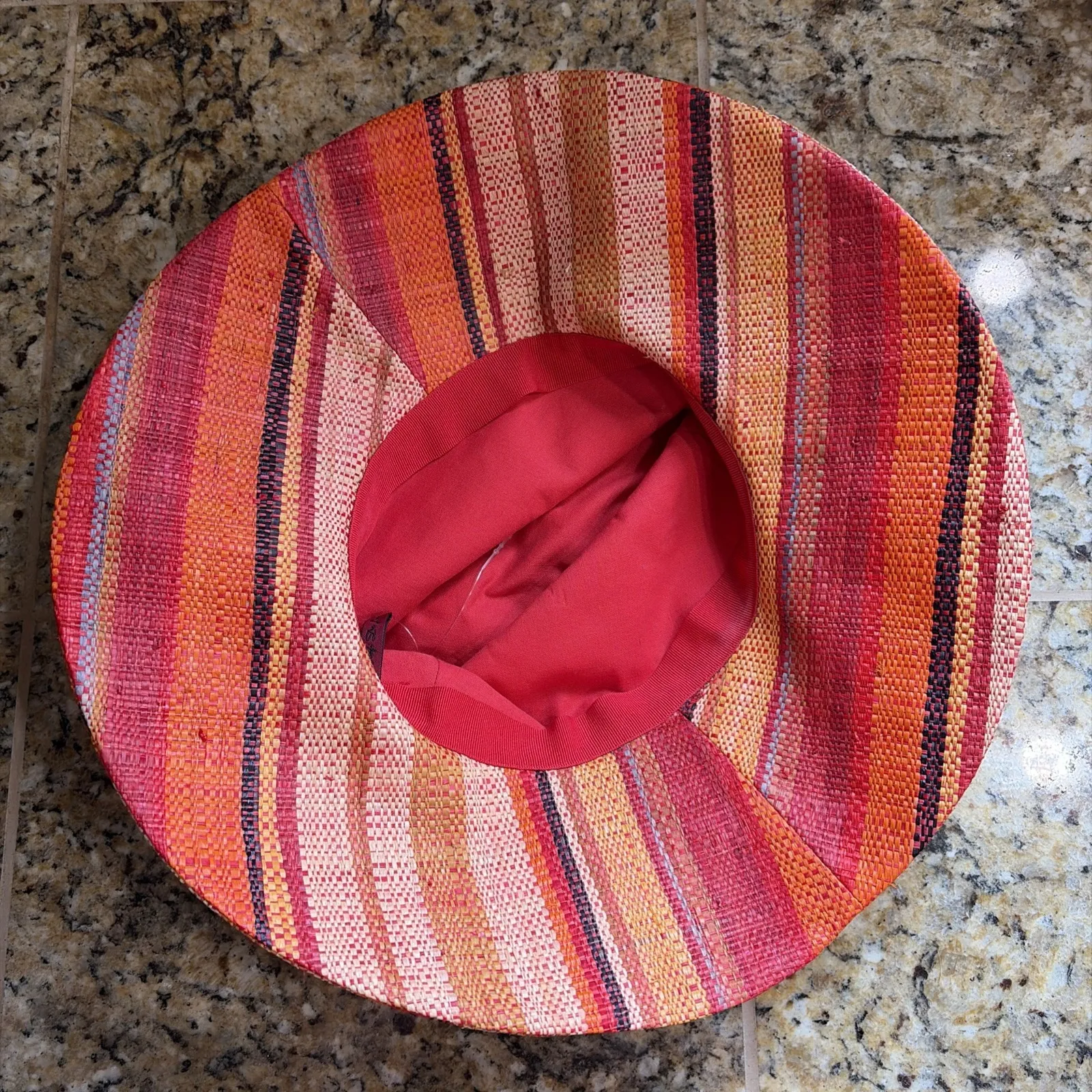 Rafi de Luca Orange Colorful Stripe Straw? Hat Unisex Womens Accessory One Size - Image 10