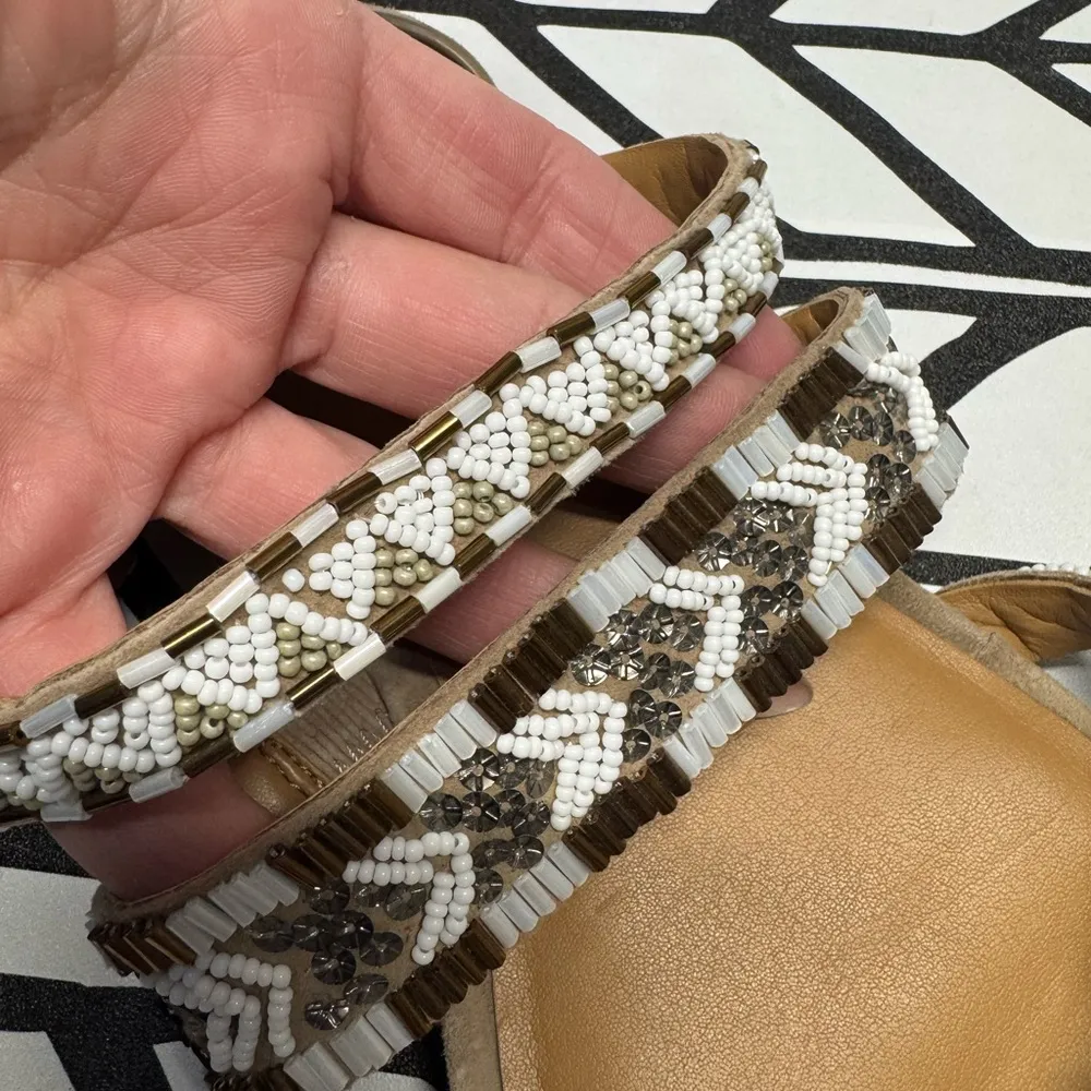 Rebecca Minkoff Leila White Beaded Strappy Sandals size 8.5 - Image 4