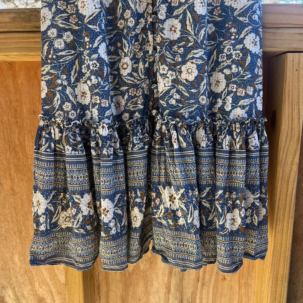 Veronica Beard Tinzia Floral Button Front Midi Dress Steel Blue Size S - Image 6