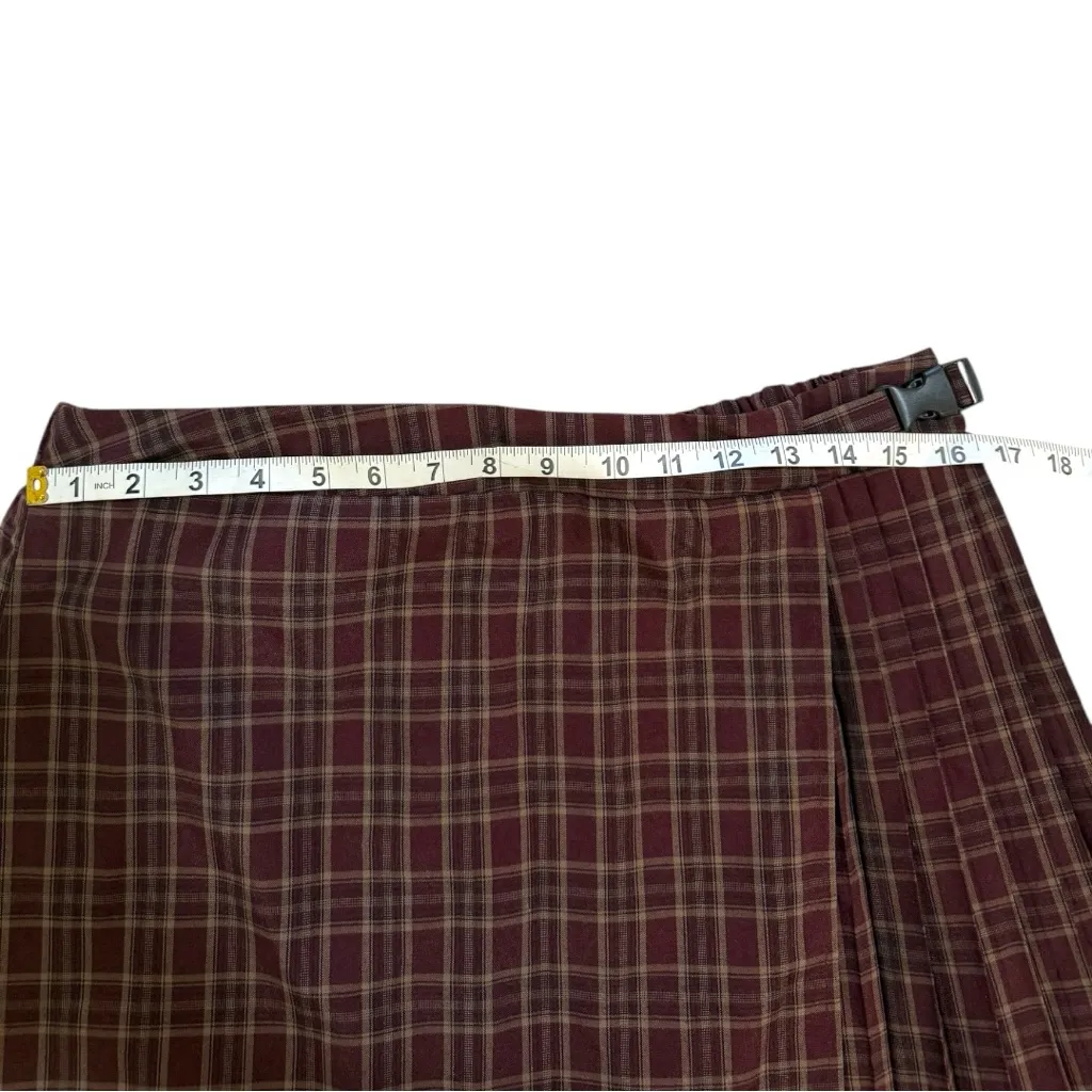 Wild Fable Plaid Pleated Burgandy/Beige Mini Skirt - Image 9