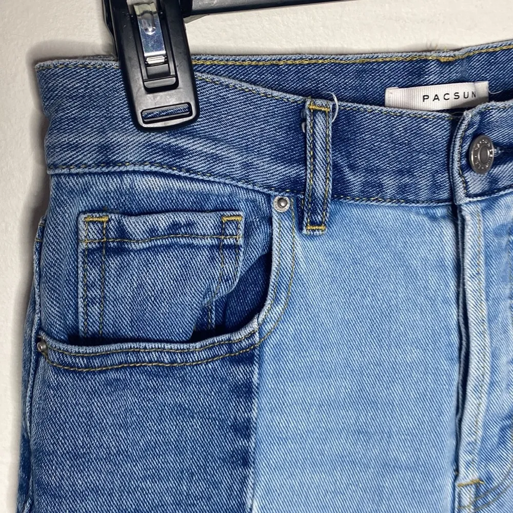 PacSun high rise straight leg rigid denim pieces two tone light wash jeans sz 26 - Image 5