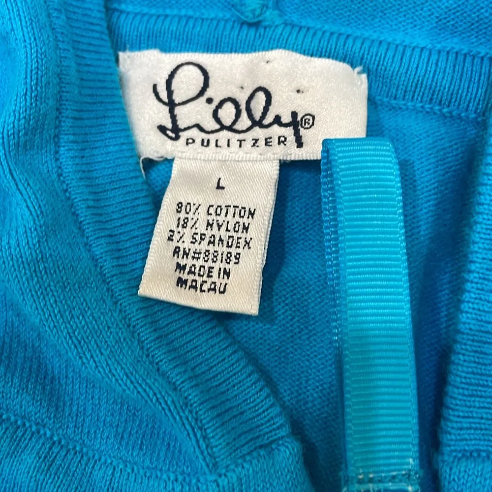 Lilly Pulitzer vintage blue Zip Up Hoodie size large - Image 3