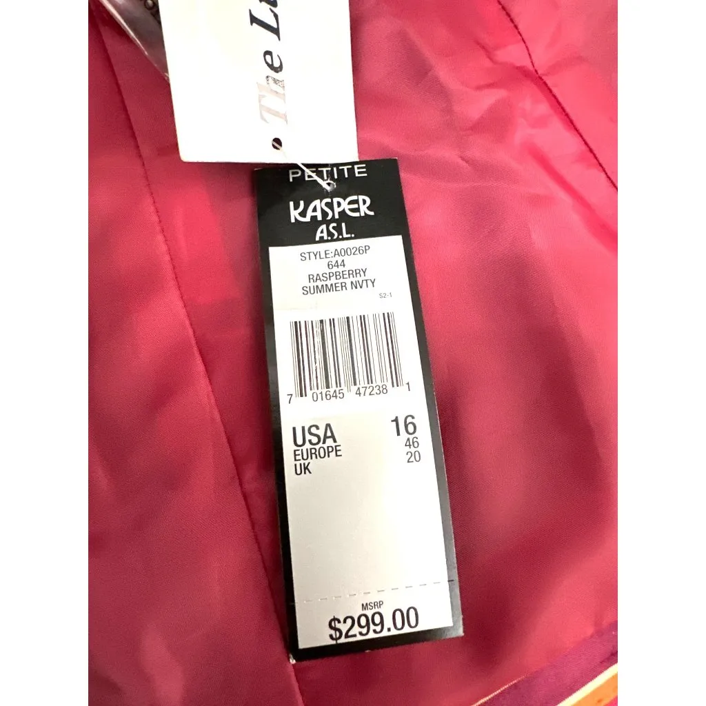 Kasper 16P Raspberry Silk Stripe Jacket Hamptons Chic Coastal Rich City Ready Red Size undefined - Image 15