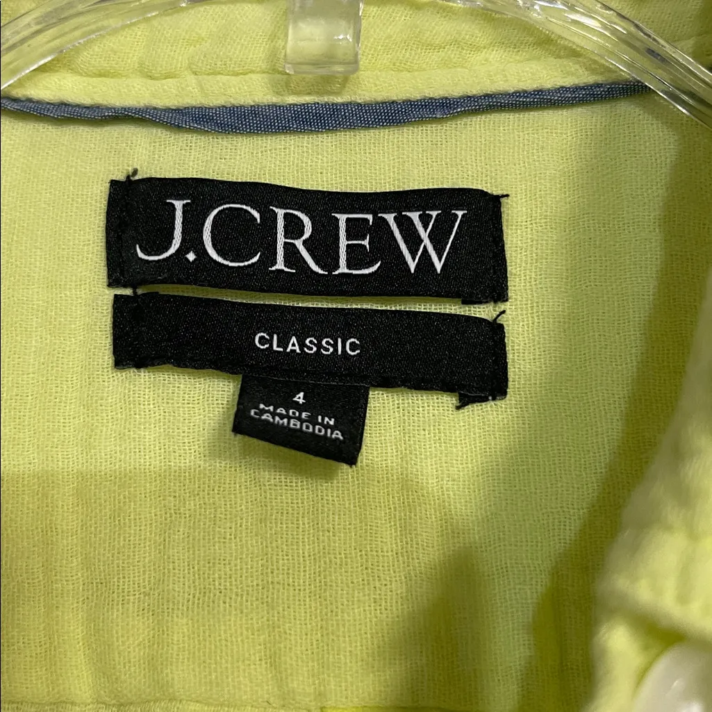 J. CREW WOMENS GARÇON DOUBLE GAUZE BUTTON DOWN SHIRT BLOUSE LIME GREEN 4 AW686 - Image 3