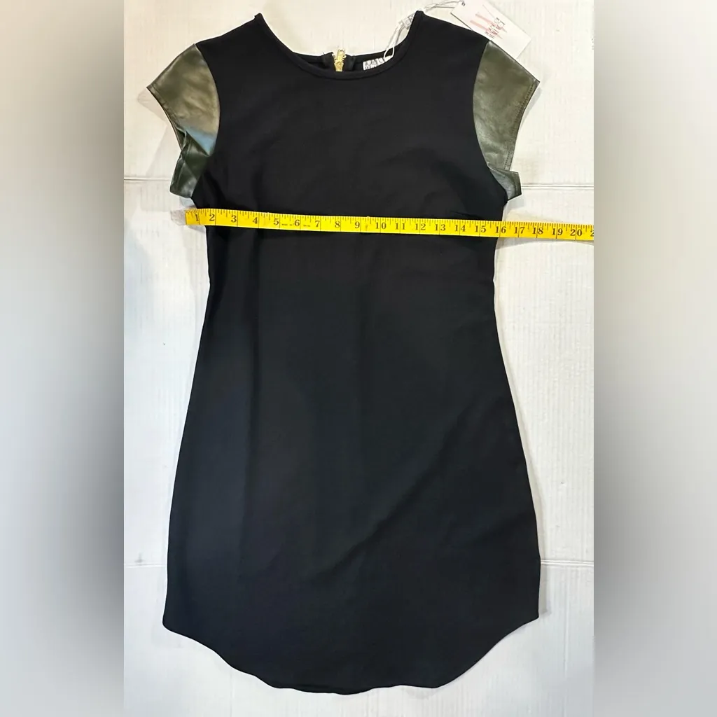 House Of Wallace LC Dress Black Green Zip Up Stretch Midi Size‎ XS NWT - Image 4